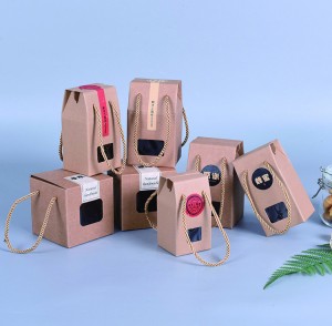 Kraft Box Sturdy Paper Stand Up Gift Box Bags na may Handle