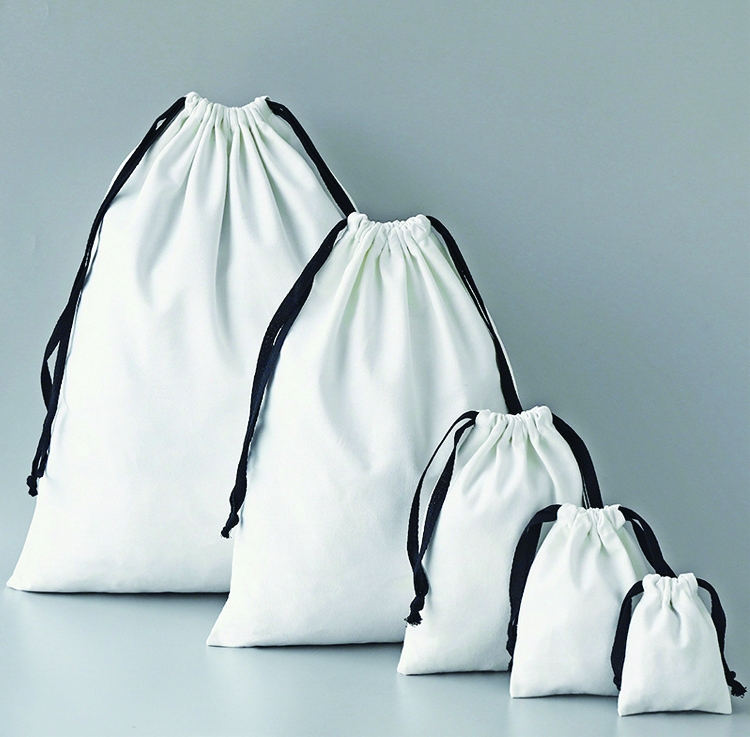 Cotton Drawstring Bags Custom Printing White Color para sa Packaging