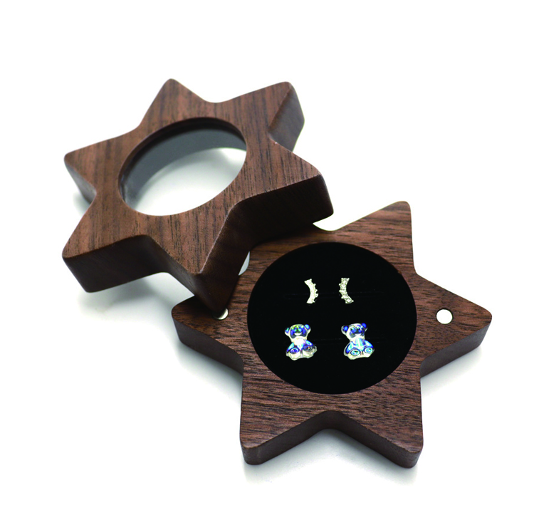 Antyczne drewniane pudełko Mini pudełko na pierścionek z biżuterią Niestandardowe pudełka z nadrukiem logo