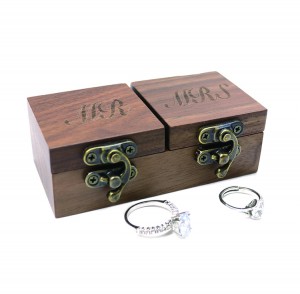 Caja de joyería de viaje pequeña, cajas de nogal personalizadas con logotipo grabado
