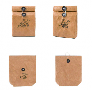 Πλενόμενη χάρτινη τσάντα Kraft Ανθεκτική χάρτινη τσάντα με κουμπιά και κορδόνι