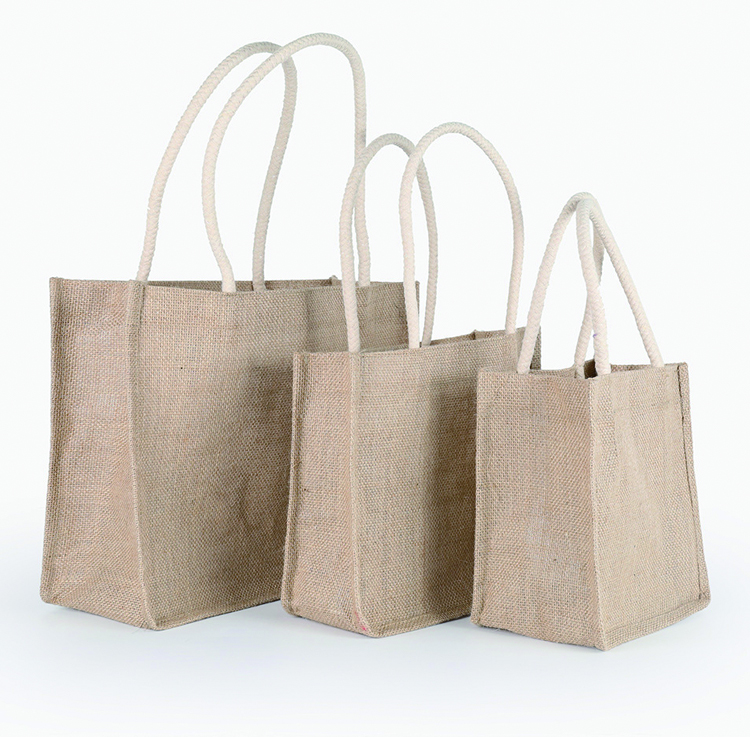 Tenun Tote Bag Tas Belanja Jute kanggo Groceries Tote Bag karo Handle