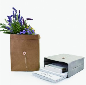 Bolsa de papel Kraft lavable de uso múltiple elegante con cordón y botón