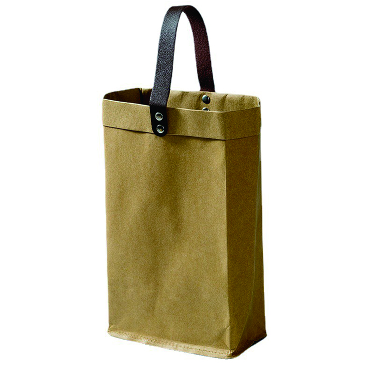 धुण्यायोग्य क्राफ्ट पेपर टोट बॅग हँडल्ससह टिकाऊ क्राफ्ट पेपर बॅग