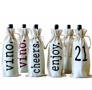 Wine Pack White Gift Set Soft Touch Custom Drawstring Bottle ထုပ်ပိုးခြင်း။