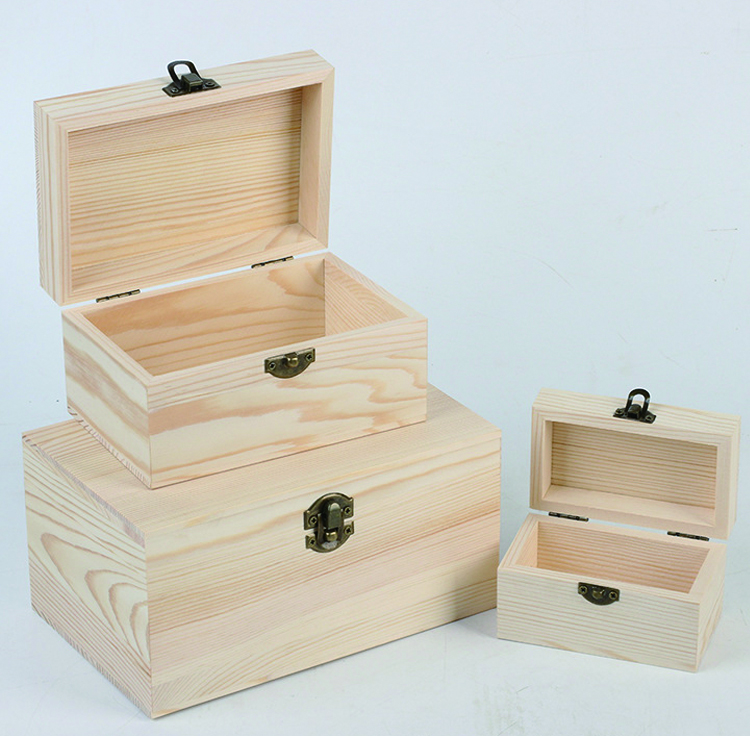 小さな木箱カスタムサイズのユニークな木製ギフトボックス（ヒンジ付き）
