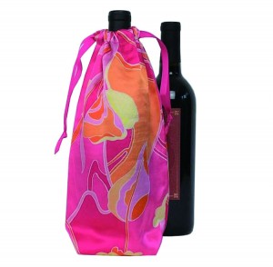 Pochette de sac de cordon de toile de coton d'emballage de bouteille de vin avec le logo