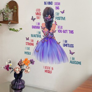 Princezna samolepky na zeď Personalizované samolepky na zeď Odnímatelné PVC samolepky pro dětský pokoj