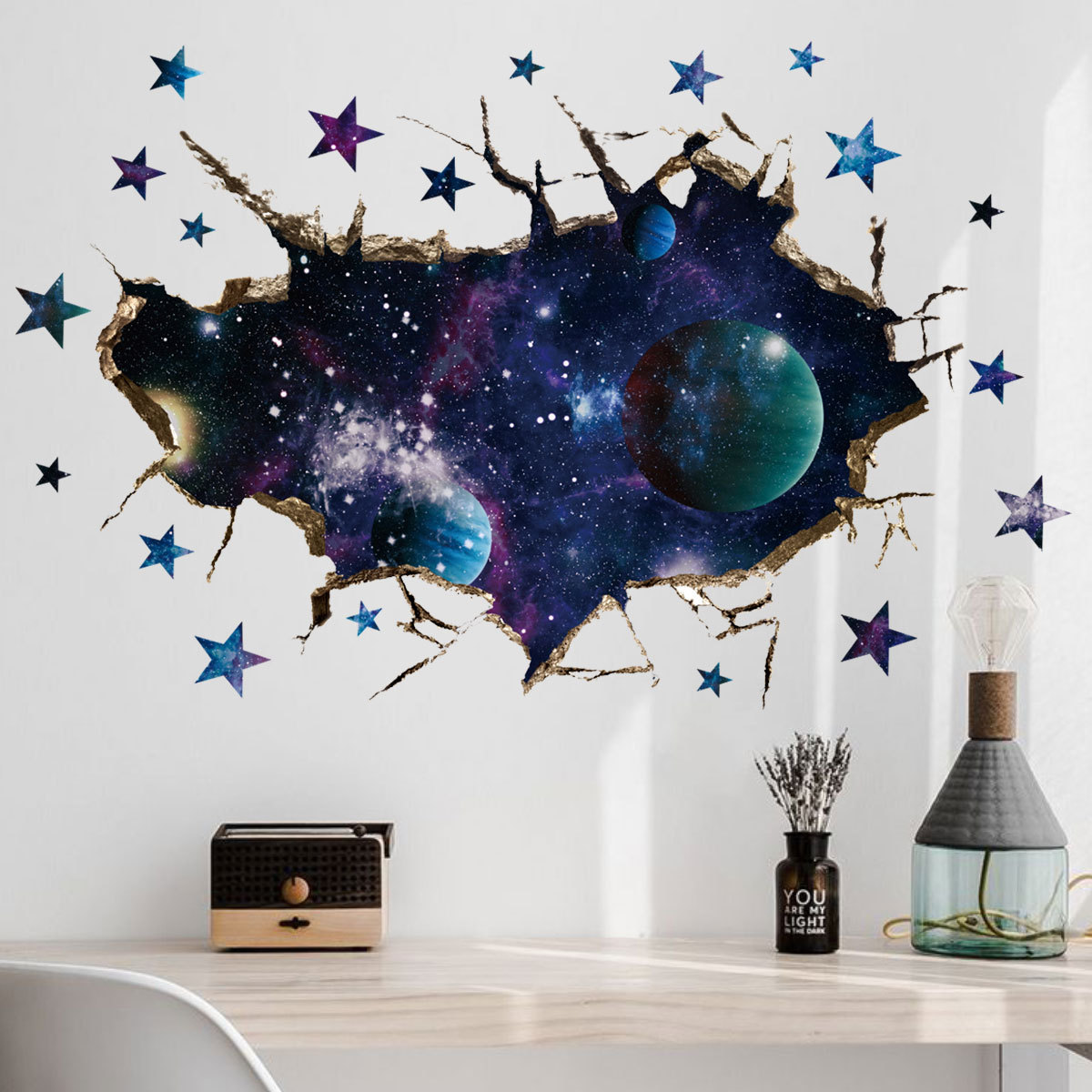 Space Theme Wall Stickers Space Decals para sa Bedroom Space Decal