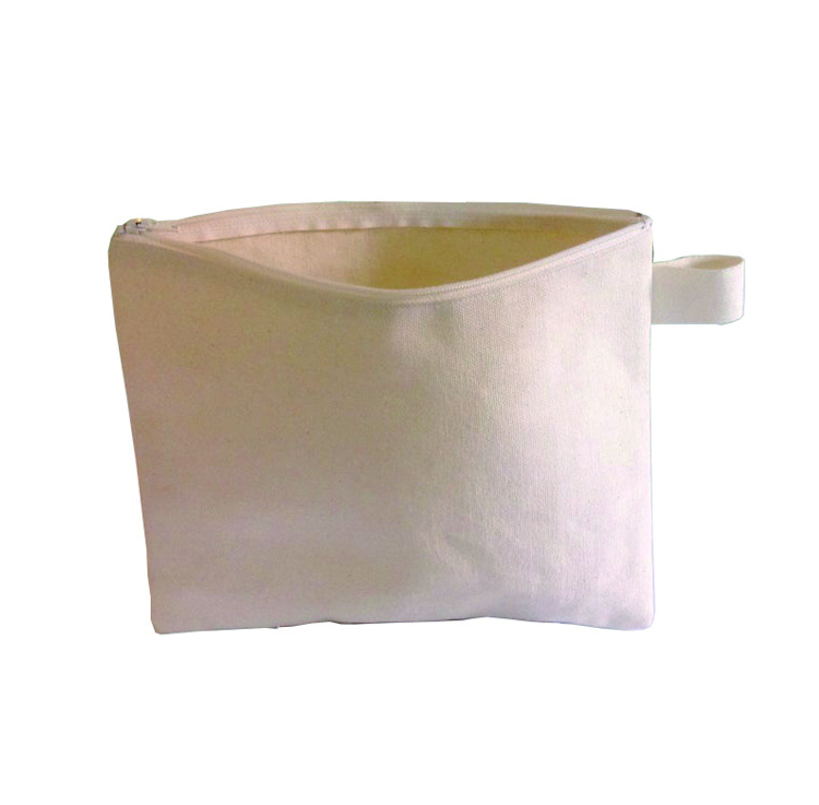 개인화 된 메이크업 가방 후크가 있는 흰색 캔버스 지퍼 가방