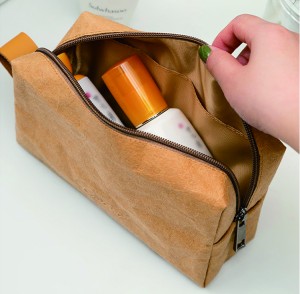 Papel de Kraft lavable del organizador del maquillaje del viaje con la guarnición de nylon suave