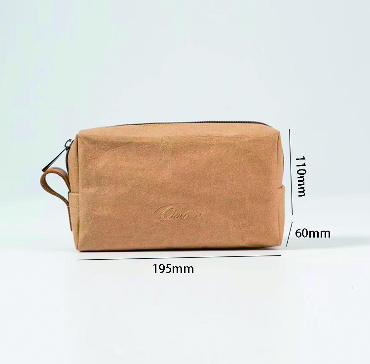 Makeup Case Washable kraft Paper Cosmetic Bag ကြီးမားသော သိုလှောင်မှု လိုအပ်ပါသည်။