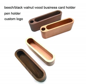 Petit porte-cartes de visite en bois avec stylo, logo personnalisé accepté