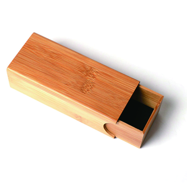 Caixa de madeira natural Caixa de almacenamento de madeira de bambú con caixón extraíble