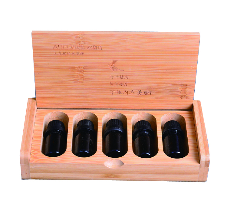 Дрвена кутија за есенцијално масло Рачно изработена, печатена дрвена кутија со сопствено лого