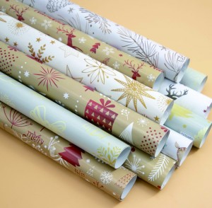 Christmas Wrapping Paper လက်ကား Coated Paper Wrapping Paper
