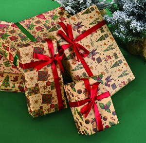 Ajándékcsomagoló papír Vintage ünnepi csomagolópapír karácsonyi csomagolás