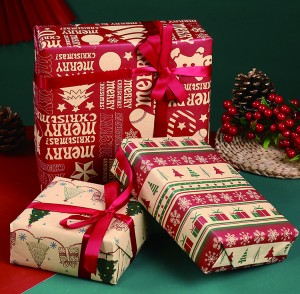 Vintage Սուրբ Ծննդյան փաթաթման թուղթ Kraft փաթեթավորման թուղթ մատակարար