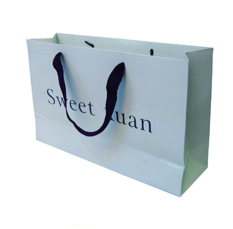 व्हाईट पेपर बॅग इको-फ्रेंडली कस्टम युनिक शॉपिंग बॅग