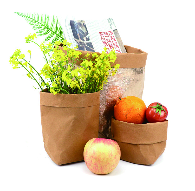 Kağıt Gıda Torbaları Yıkanabilir Kraft Kağıt Torba Meyve ve Bitki Kese Kağıdı